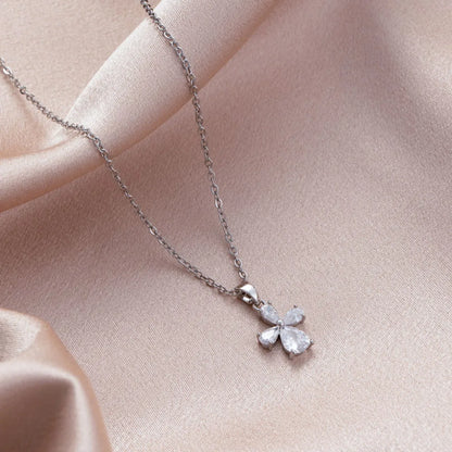 Elegant Swan Starfish Snowflake Stainless Steel Titanium Steel Plating Inlay Zircon White Gold Plated Pendant Necklace