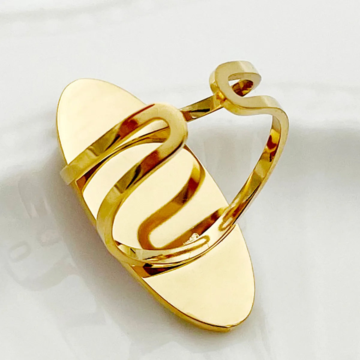 Elegant Sweet Artistic Flower Stainless Steel Plating Gold Plated Open Rings