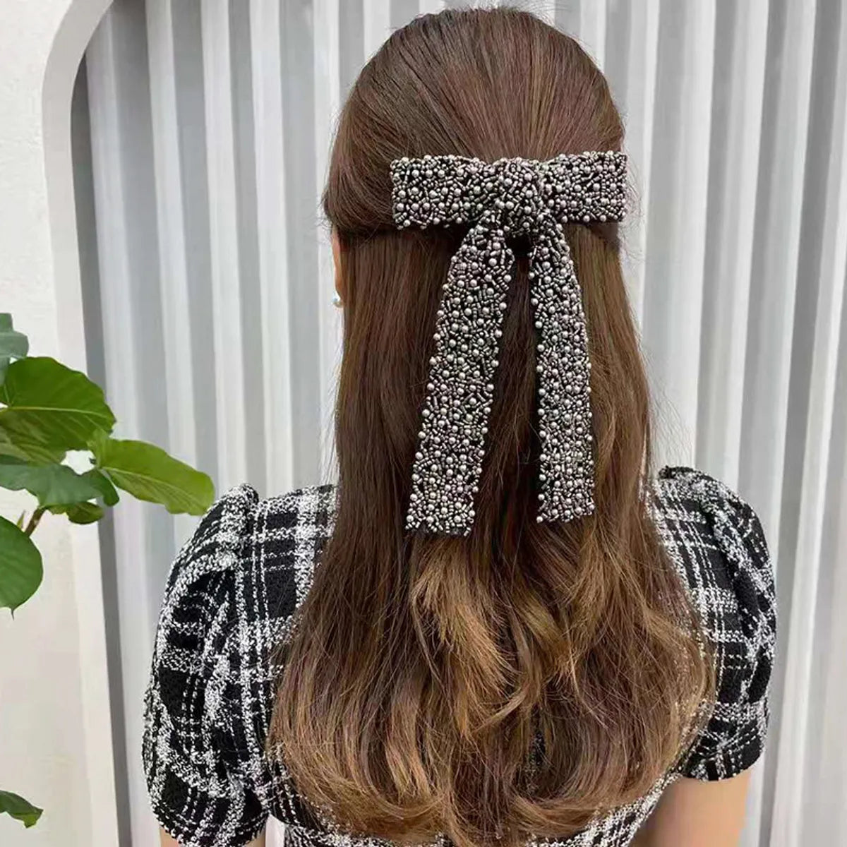 Elegant Sweet Bow Knot Arylic Cloth Hair Clip 1 Piece