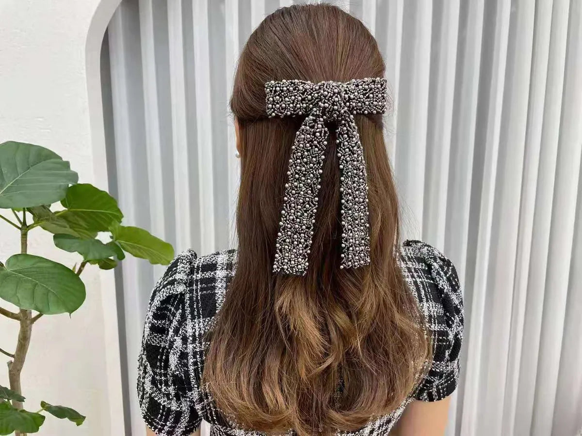 Elegant Sweet Bow Knot Arylic Cloth Hair Clip 1 Piece