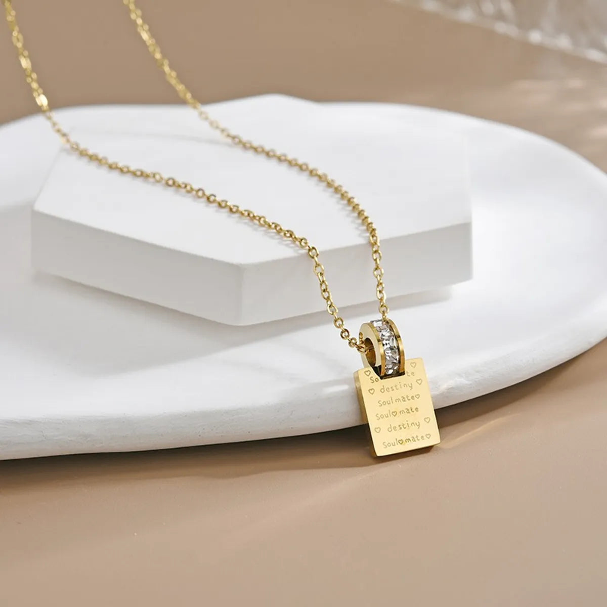 Elegant Sweet Classic Style Heart Shape Stainless Steel Plating Gold Plated Necklace