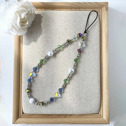 Elegant Sweet Color Block Arylic Artificial Crystal Beaded Handmade Keychain