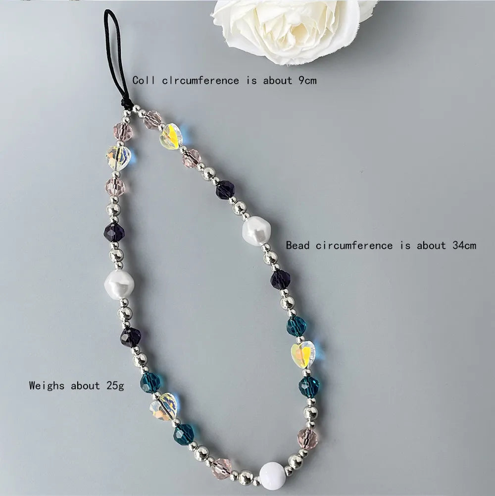 Elegant Sweet Color Block Arylic Artificial Crystal Beaded Handmade Keychain