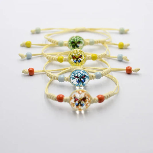 Elegant Sweet Flower Butterfly Glass Women'S Bracelets