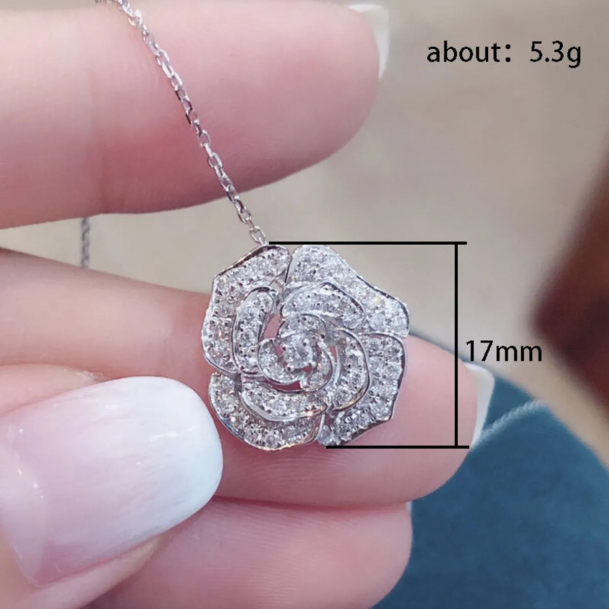 Elegant Sweet Flower Copper Inlay Zircon Pendant Necklace