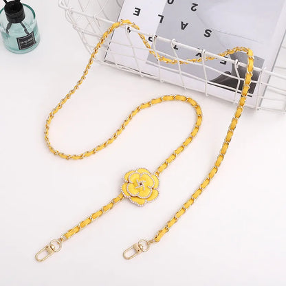 Elegant Sweet Flower Metal Enamel Inlay Pearl Mobile Phone Chain