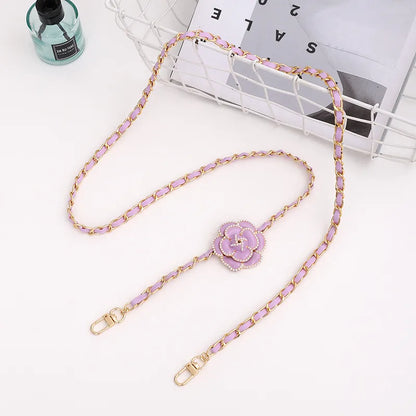 Elegant Sweet Flower Metal Enamel Inlay Pearl Mobile Phone Chain