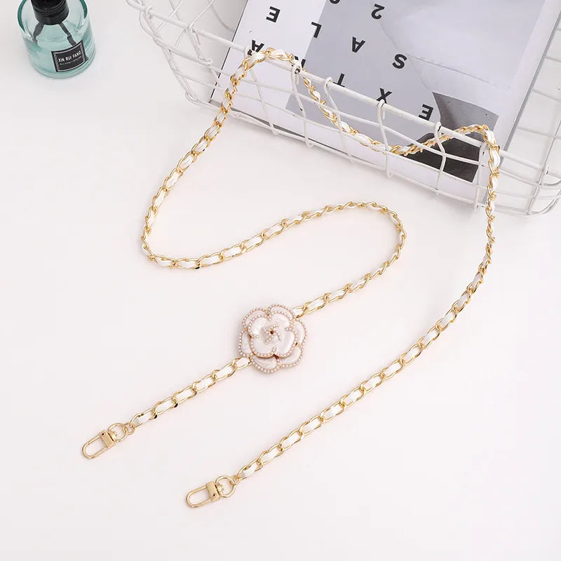 Elegant Sweet Flower Metal Enamel Inlay Pearl Mobile Phone Chain