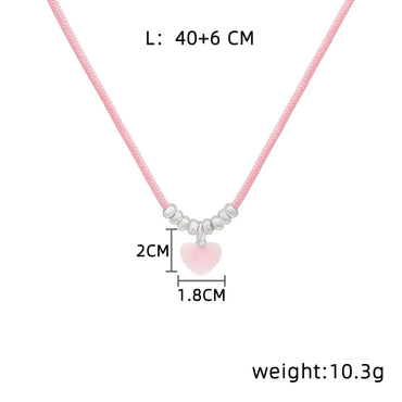 Elegant Sweet Geometric Heart Shape Arylic Rope Wholesale Pendant Necklace