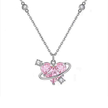 Elegant Sweet Heart Shape Butterfly Bow Knot Artificial Crystal Alloy Plating Inlay Zircon Women's Pendant Necklace