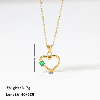 Elegant Sweet Heart Shape Stainless Steel Inlay Zircon White Gold Plated Gold Plated Pendant Necklace