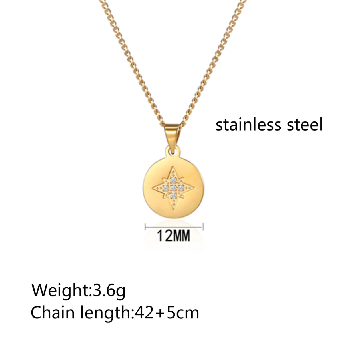 Elegant Sweet Hexagram Stainless Steel Plating Inlay Zircon 18k Gold Plated Pendant Necklace