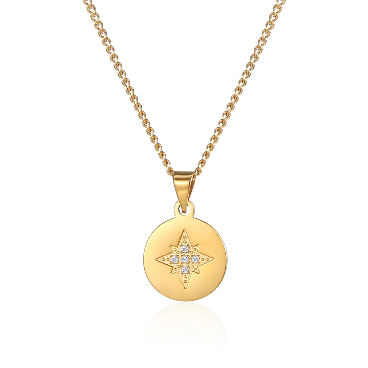 Elegant Sweet Hexagram Stainless Steel Plating Inlay Zircon 18k Gold Plated Pendant Necklace