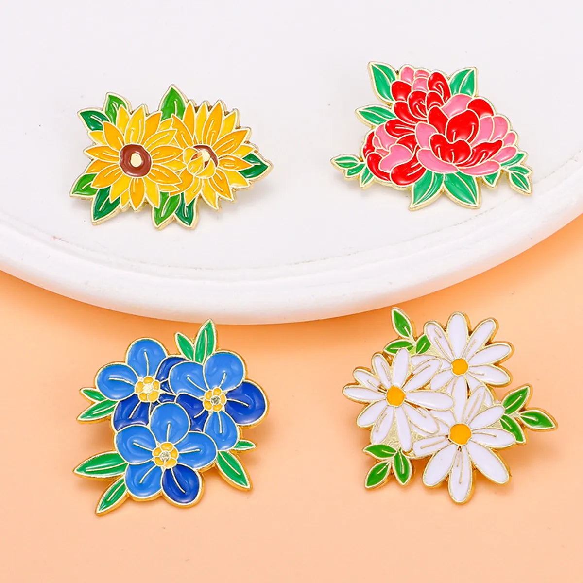 Elegant Sweet Pastoral Flower Alloy Stamping Stoving Varnish Plating Women'S Corsage Brooches Collar Pin