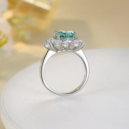 Elegant Sweet Printing Geometric Color Block Sterling Silver Plating Inlay High Carbon Diamond Rings