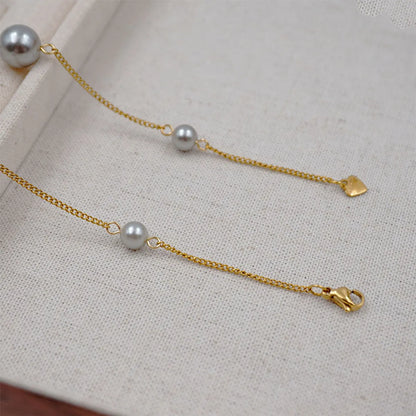 Elegant Sweet Round 304 Stainless Steel Artificial Pearl Titanium Steel Gold Plated Women'S Necklace