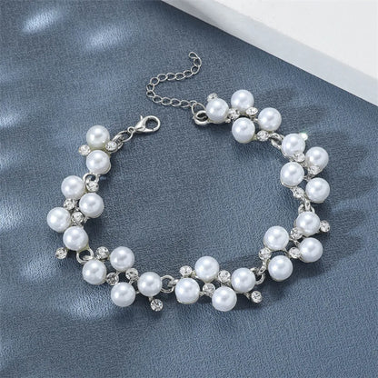 Elegant Sweet Round Artificial Pearls Rhinestones Alloy Wholesale Bracelets