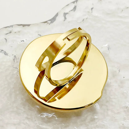 Elegant Sweet Round Stainless Steel Plating Gold Plated Open Rings