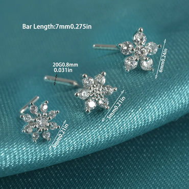 Elegant Sweet Shiny Flower Stainless Steel Turquoise Zircon Nose Studs In Bulk