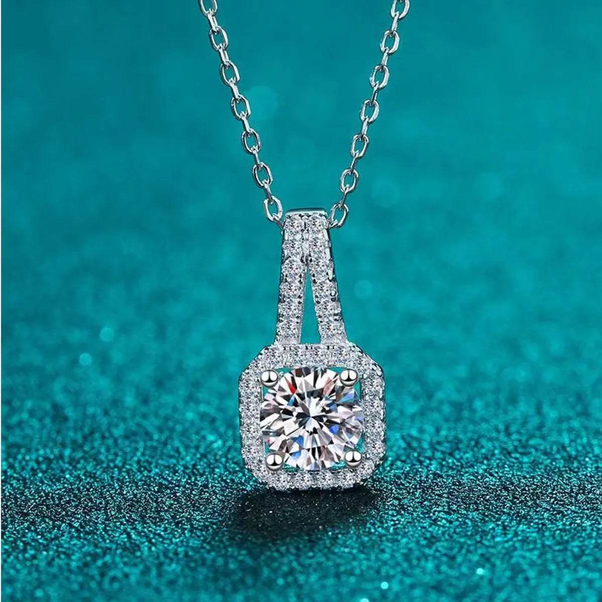 Elegant Sweet Solid Color Sterling Silver Plating Inlay Zircon White Gold Plated Pendant Necklace