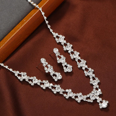 Elegant Tassel Alloy Inlay Artificial Diamond Women's Earrings Necklace