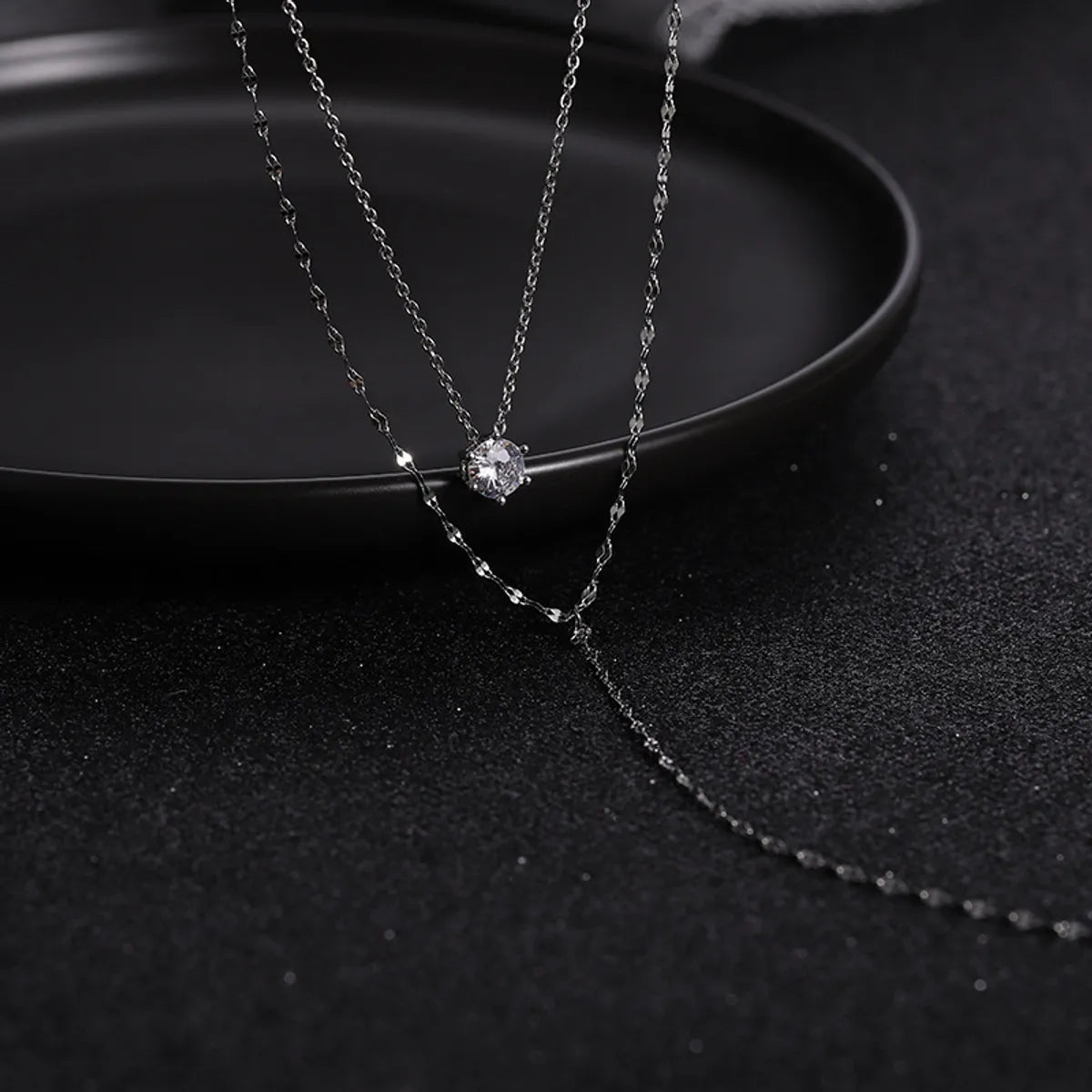 Elegant Tassel Artificial Crystal Rhinestones Alloy Wholesale Double Layer Necklaces Pendant Necklace