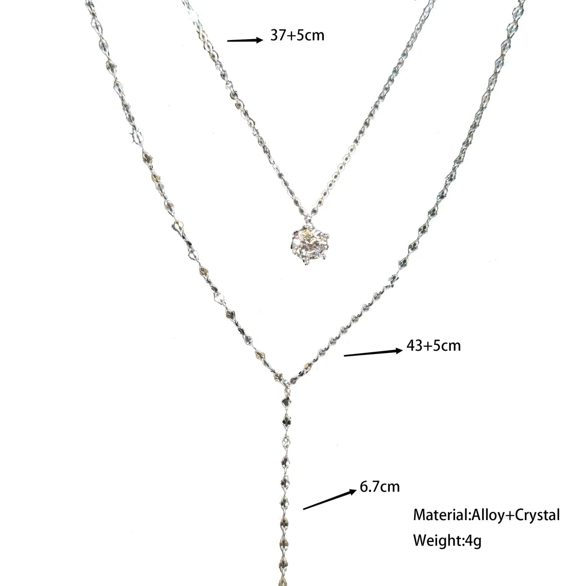 Elegant Tassel Artificial Crystal Rhinestones Alloy Wholesale Double Layer Necklaces Pendant Necklace