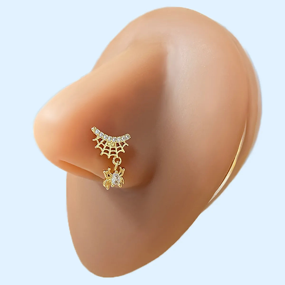 Elegant Tropical Classic Style Four Leaf Clover Moon Bow Knot Copper Gold Plated Rhinestones Nose Ring Nose Studs In Bulk