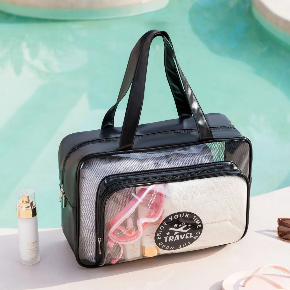 Elegant Vacation Geometric PVC Square Makeup Bags