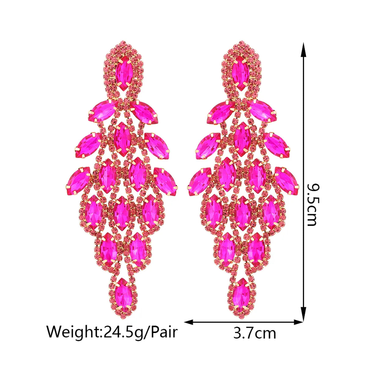 1 Pair Elegant Vacation Leaves Hollow Out Inlay Copper Alloy Artificial Gemstones Drop Earrings