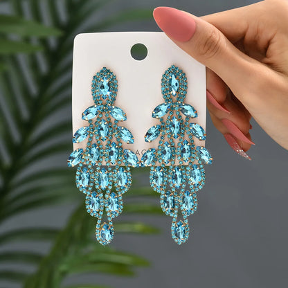 1 Pair Elegant Vacation Leaves Hollow Out Inlay Copper Alloy Artificial Gemstones Drop Earrings