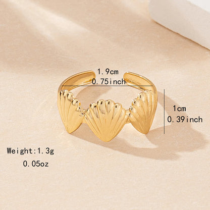 Elegant Vacation Marine Style Shell Iron Women'S Open Rings