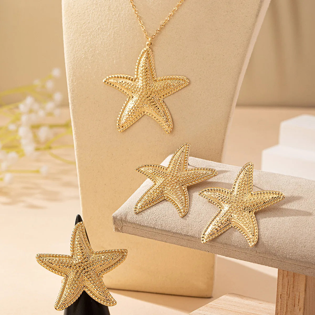 Elegant Vacation Marine Style Starfish Iron Women'S Jewelry Set