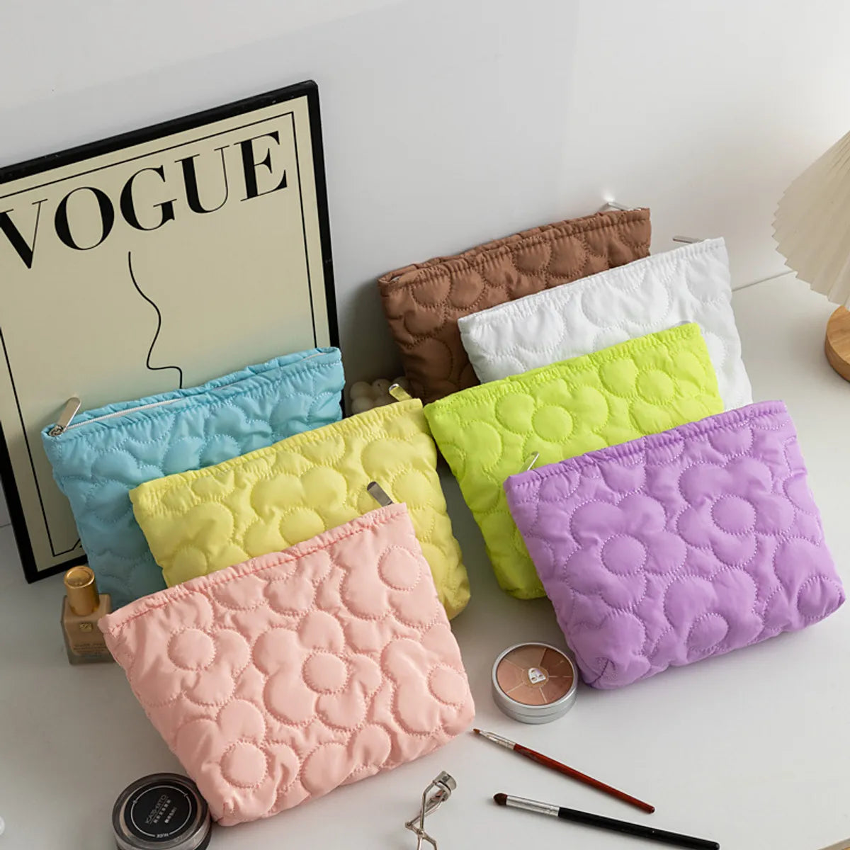 Elegant Vacation Solid Color Polyester Square Makeup Bags