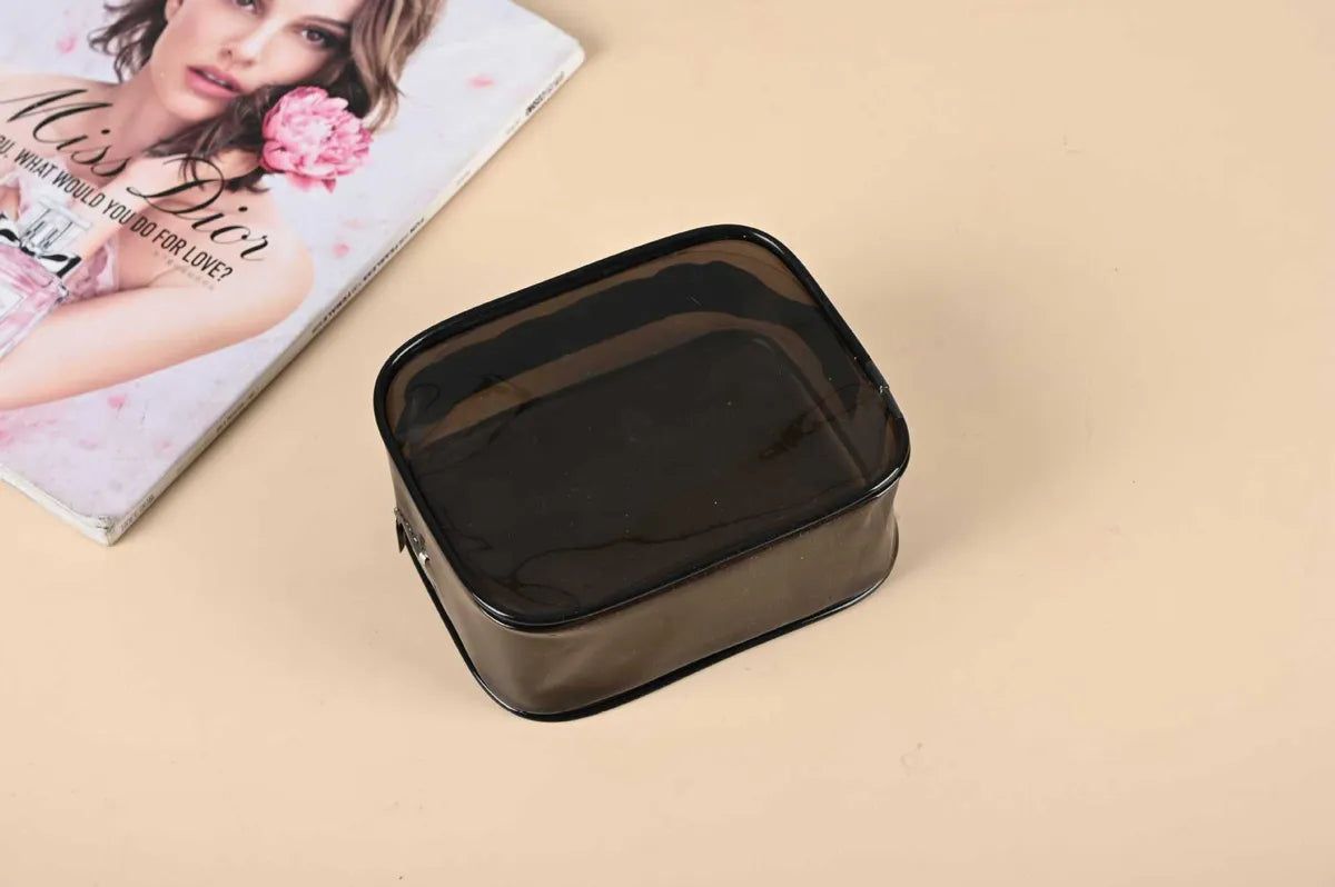 Elegant Vacation Solid Color PVC Square Makeup Bags