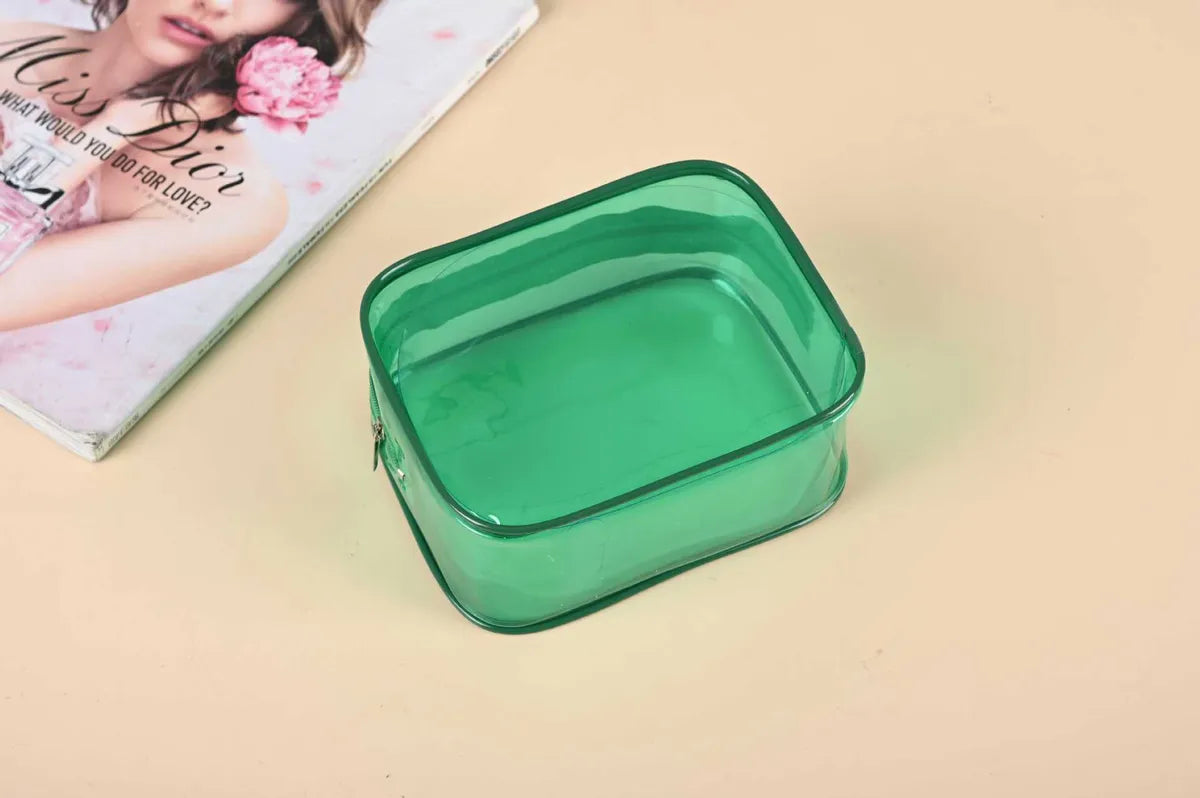 Elegant Vacation Solid Color PVC Square Makeup Bags