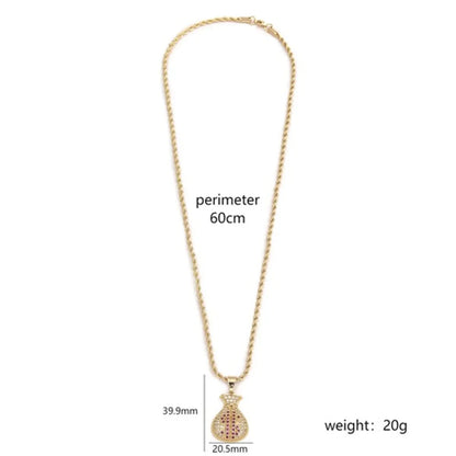 Elegant Vase Stainless Steel Copper 18k Gold Plated Zircon Pendant Necklace In Bulk