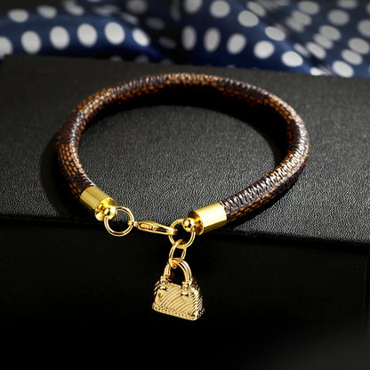 Elegant Vintage Style Commute Bag Pu Leather Alloy Copper Gold Plated Bracelets