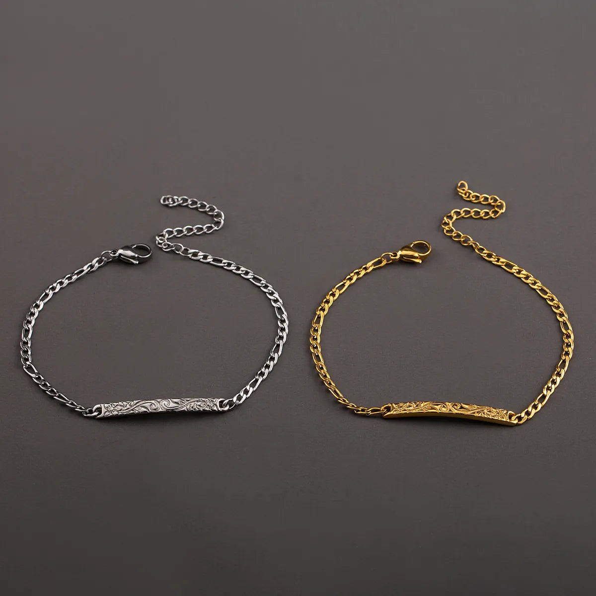 Elegant Vintage Style Plant Stainless Steel Polishing Plating Carving 18k Gold Plated Bracelets