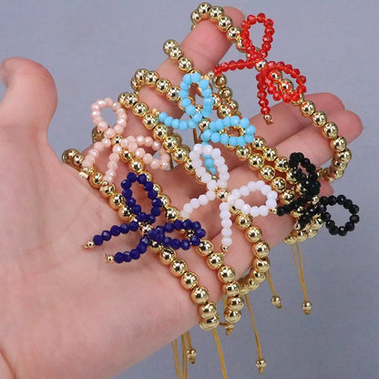 Elegant Vintage Style Simple Style Bow Knot Artificial Crystal Copper Beaded Women's Bracelets