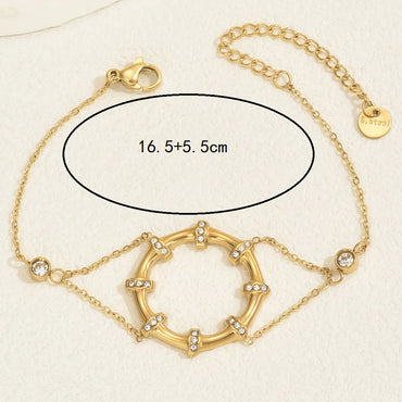 Elegant Vintage Style Simple Style Circle 201 Stainless Steel 18K Gold Plated Zircon Bracelets In Bulk