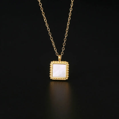 Elegant Vintage Style Simple Style Square Stainless Steel Polishing Plating 18k Gold Plated Pendant Necklace