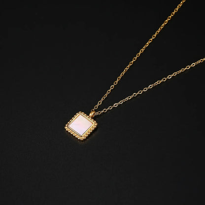 Elegant Vintage Style Simple Style Square Stainless Steel Polishing Plating 18k Gold Plated Pendant Necklace