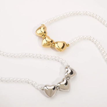 Elegant Vintage Style Sweet Heart Shape CCB Imitation Pearl Wholesale Necklace