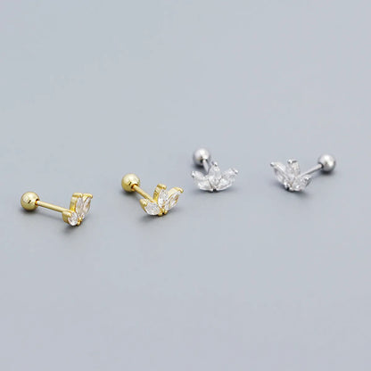 Elegant Water Droplets Sterling Silver Inlay Rhinestones Ear Studs 1 Pair