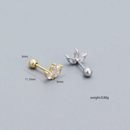 Elegant Water Droplets Sterling Silver Inlay Rhinestones Ear Studs 1 Pair