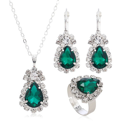 Elegant Water Droplets Zircon Alloy Wholesale Rings Earrings Necklace