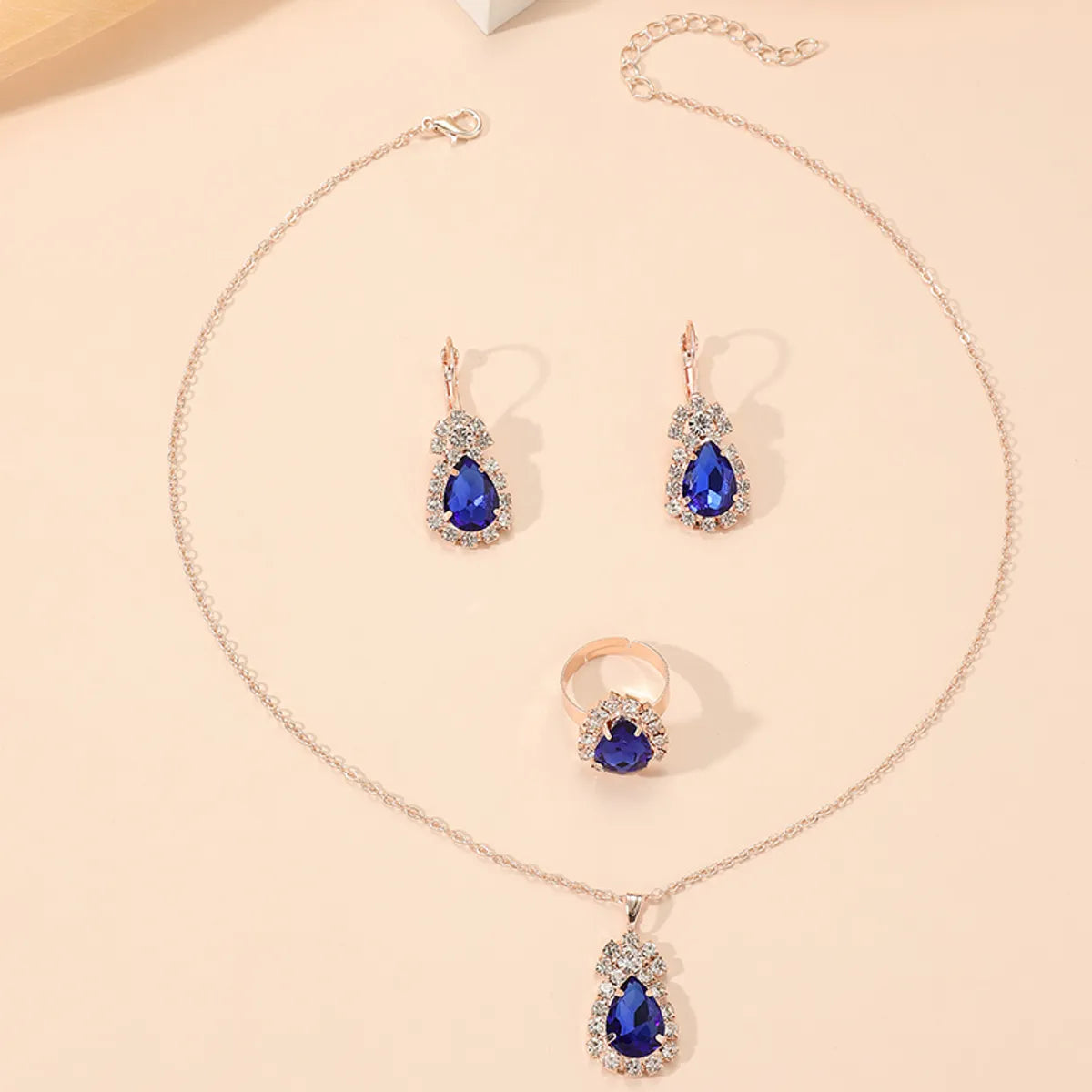 Elegant Water Droplets Zircon Alloy Wholesale Rings Earrings Necklace