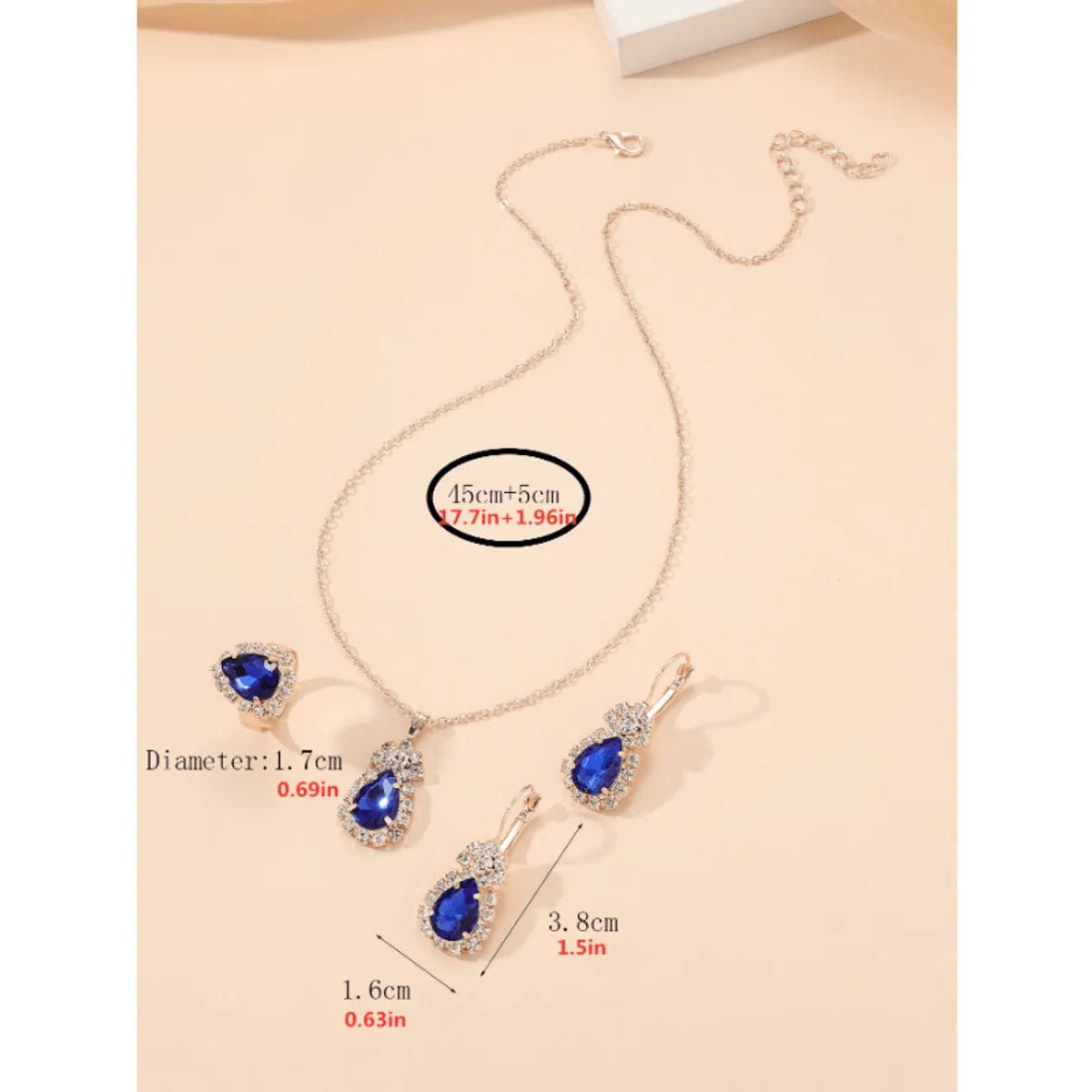 Elegant Water Droplets Zircon Alloy Wholesale Rings Earrings Necklace