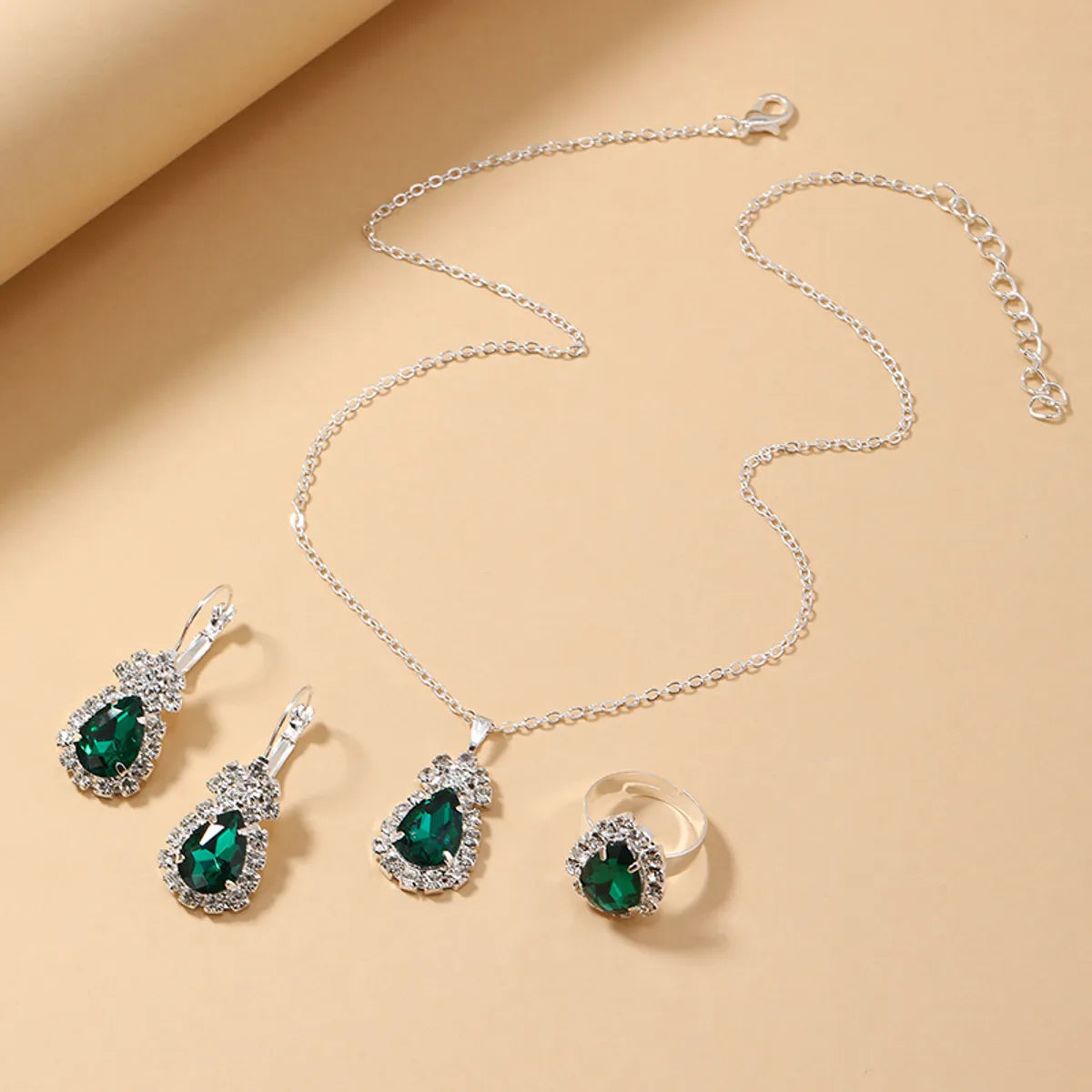 Elegant Water Droplets Zircon Alloy Wholesale Rings Earrings Necklace